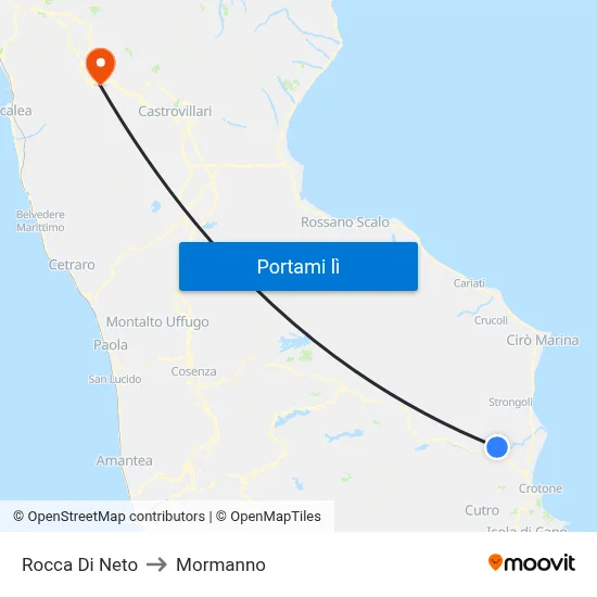 Rocca Di Neto to Mormanno map