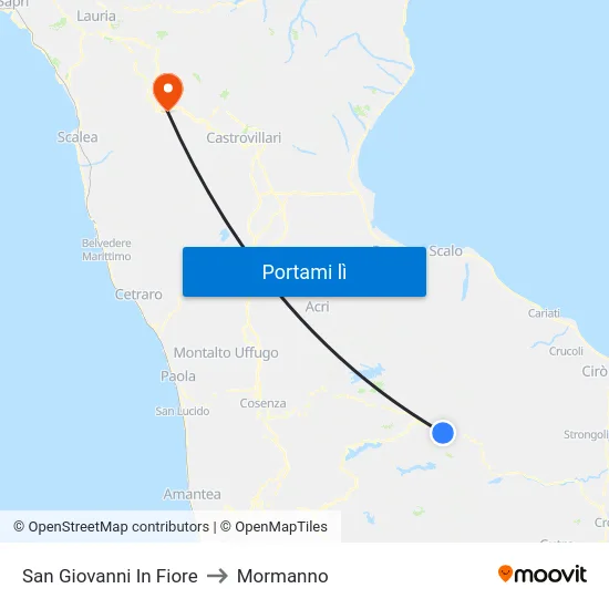 San Giovanni In Fiore to Mormanno map