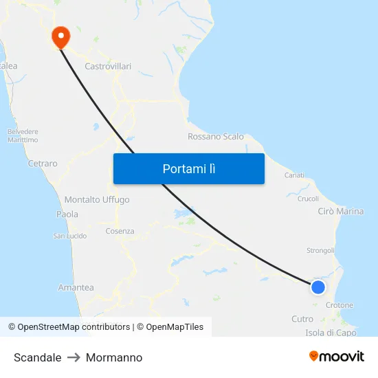 Scandale to Mormanno map