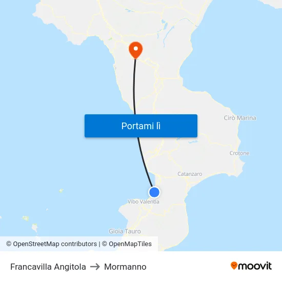 Francavilla Angitola to Mormanno map