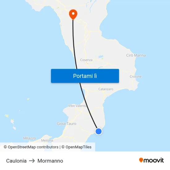 Caulonia to Mormanno map