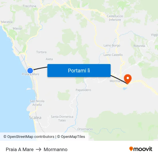 Praia A Mare to Mormanno map