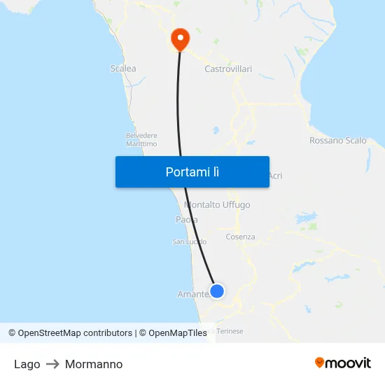 Lago to Mormanno map