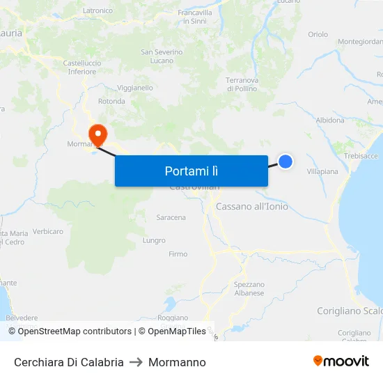 Cerchiara Di Calabria to Mormanno map