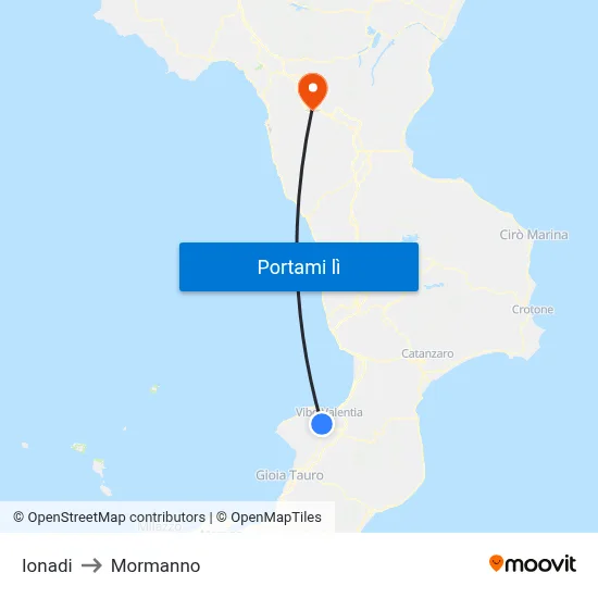 Ionadi to Mormanno map