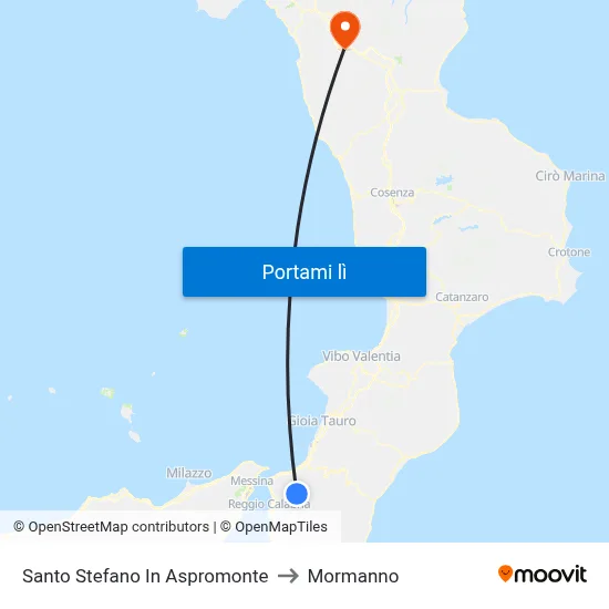 Santo Stefano In Aspromonte to Mormanno map