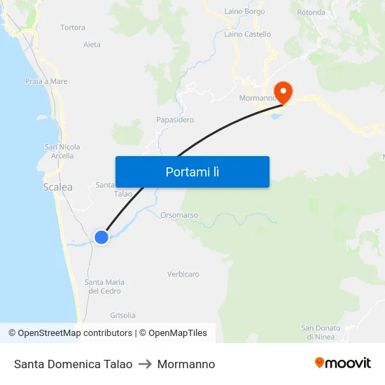 Santa Domenica Talao to Mormanno map