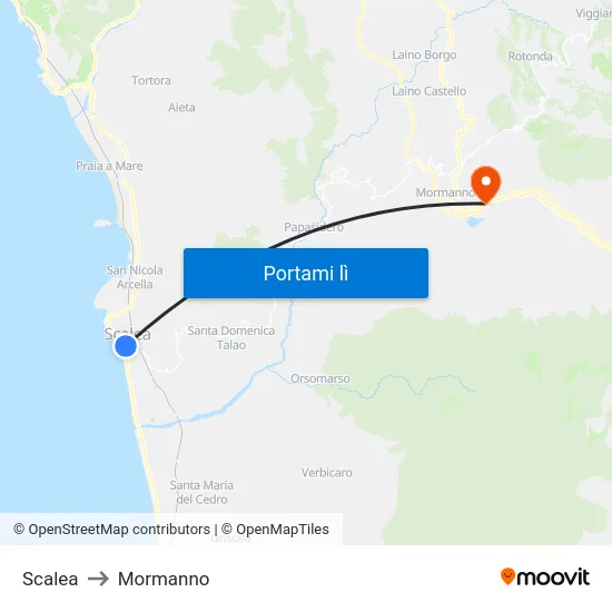 Scalea to Mormanno map