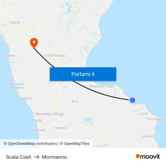 Scala Coeli to Mormanno map