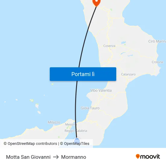 Motta San Giovanni to Mormanno map