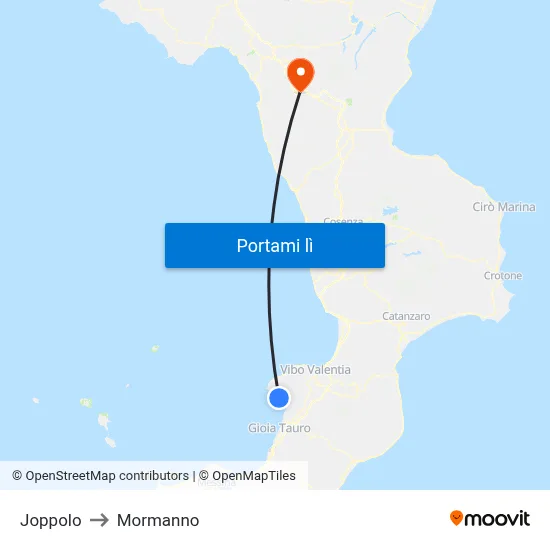 Joppolo to Mormanno map