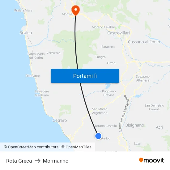 Rota Greca to Mormanno map