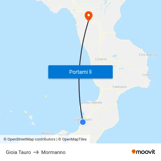Gioia Tauro to Mormanno map