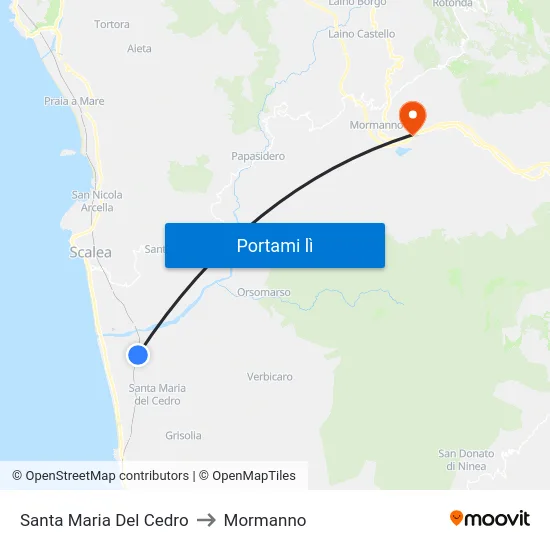 Santa Maria Del Cedro to Mormanno map