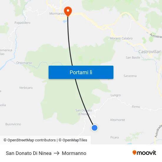 San Donato Di Ninea to Mormanno map