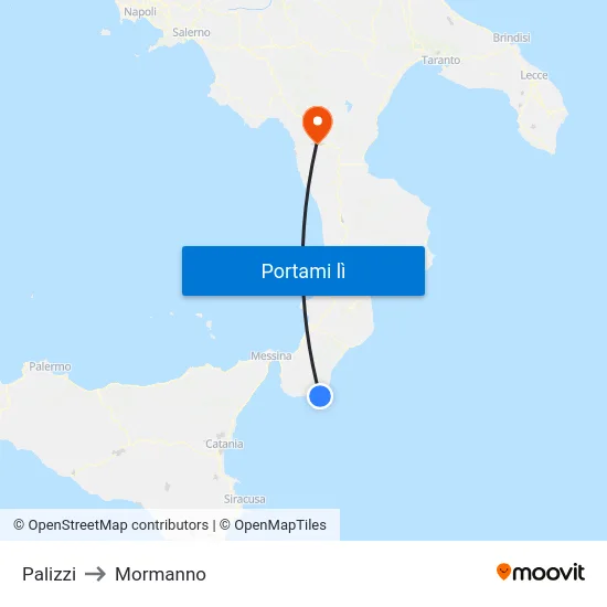 Palizzi to Mormanno map
