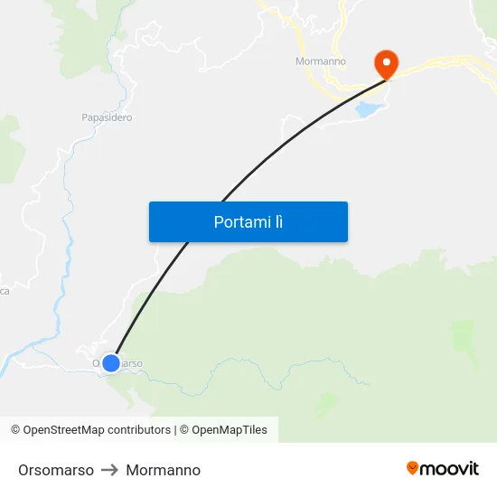Orsomarso to Mormanno map