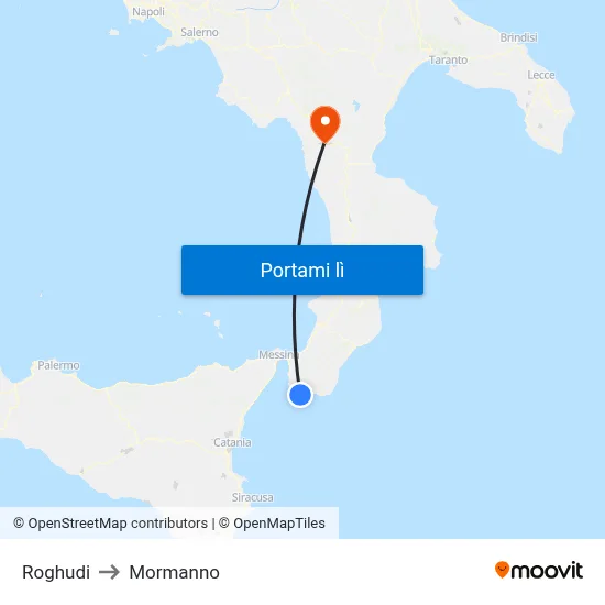 Roghudi to Mormanno map