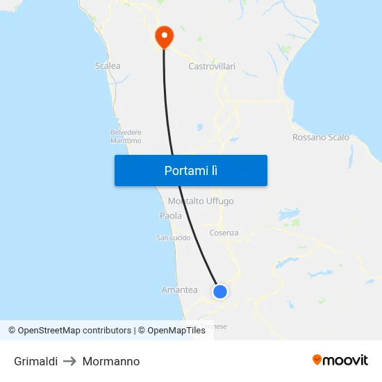 Grimaldi to Mormanno map