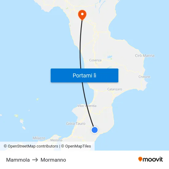 Mammola to Mormanno map