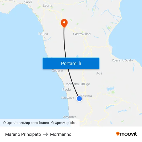 Marano Principato to Mormanno map