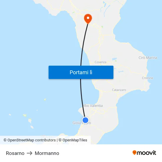 Rosarno to Mormanno map