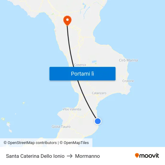 Santa Caterina Dello Ionio to Mormanno map