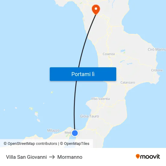 Villa San Giovanni to Mormanno map