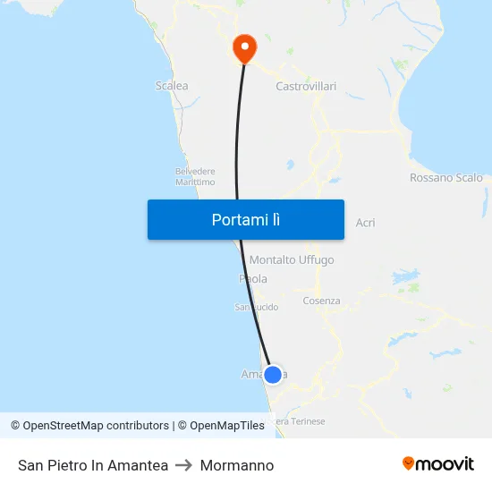 San Pietro In Amantea to Mormanno map