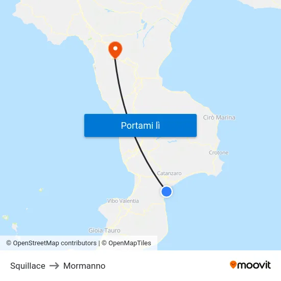 Squillace to Mormanno map