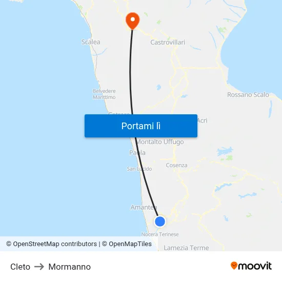 Cleto to Mormanno map