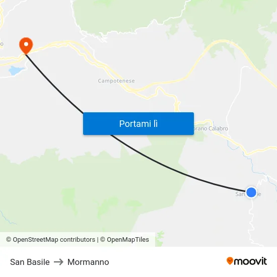 San Basile to Mormanno map