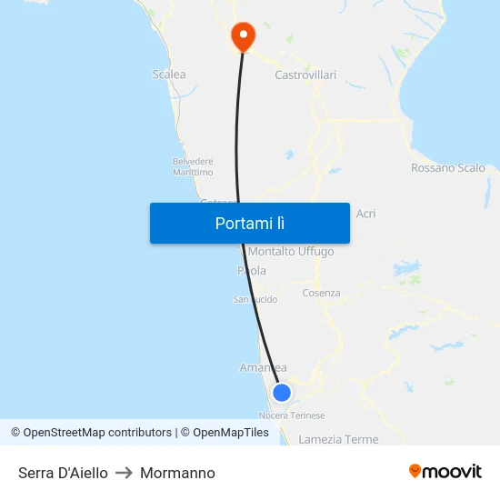 Serra D'Aiello to Mormanno map