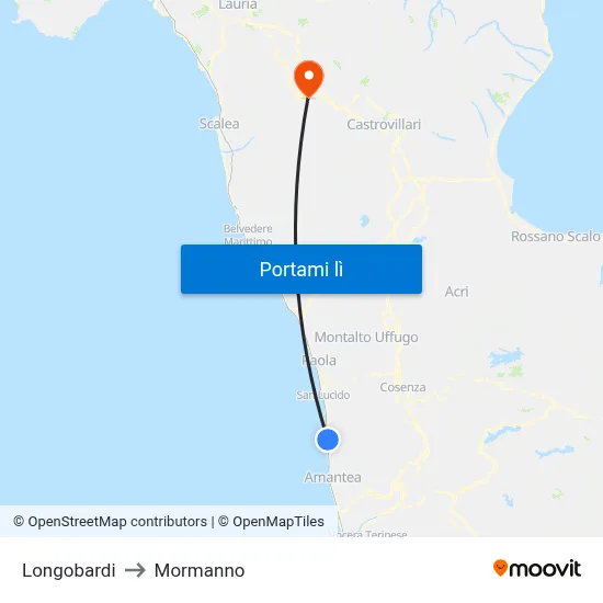 Longobardi to Mormanno map