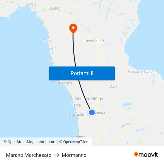 Marano Marchesato to Mormanno map