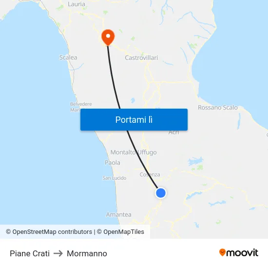 Piane Crati to Mormanno map