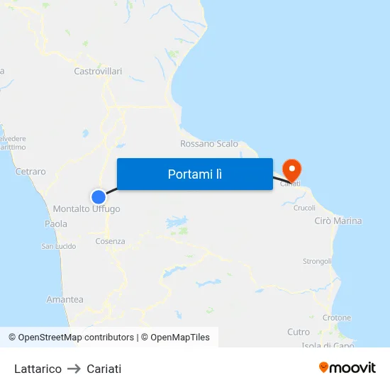 Lattarico to Cariati map