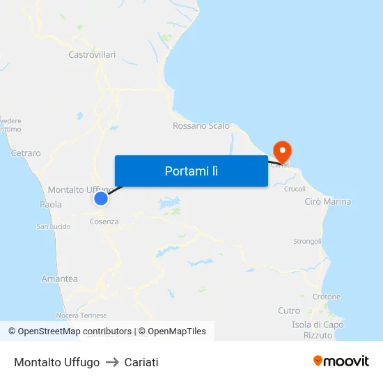 Montalto Uffugo to Cariati map