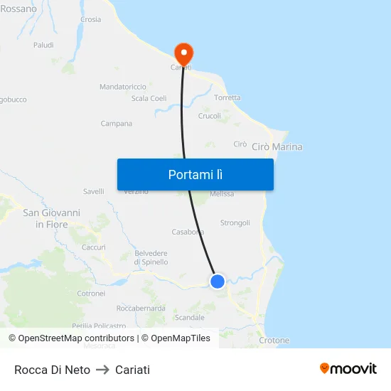 Rocca Di Neto to Cariati map