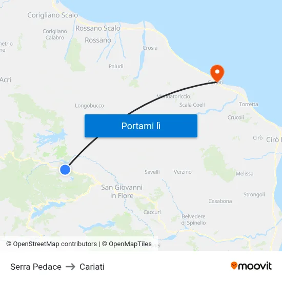 Serra Pedace to Cariati map