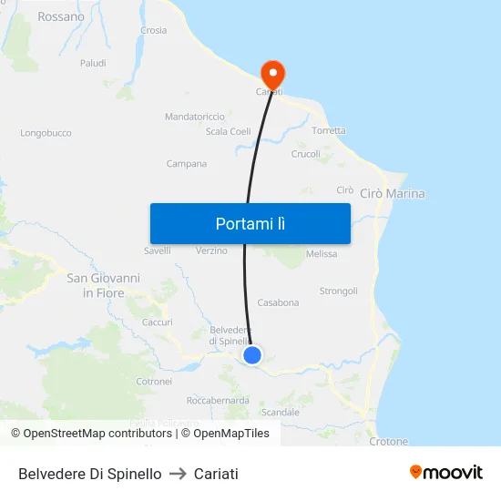 Belvedere Di Spinello to Cariati map