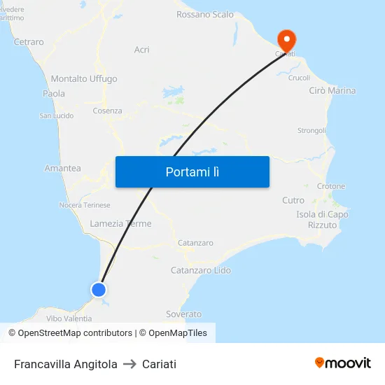 Francavilla Angitola to Cariati map