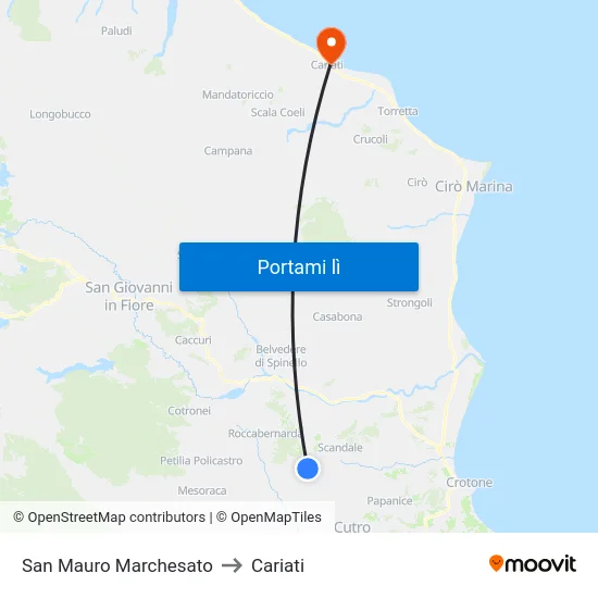 San Mauro Marchesato to Cariati map