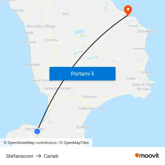 Stefanaconi to Cariati map