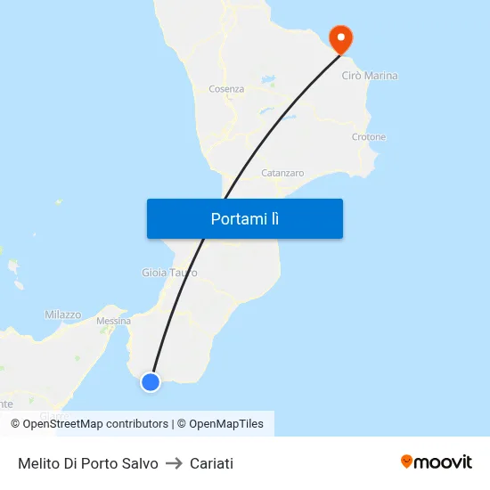 Melito Di Porto Salvo to Cariati map