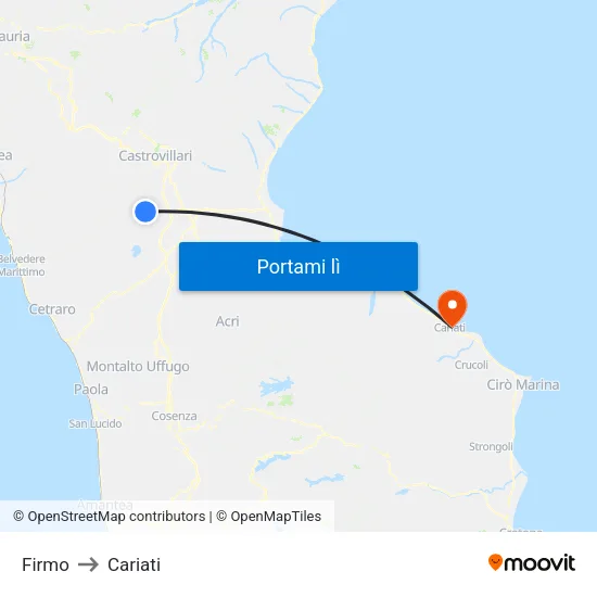 Firmo to Cariati map