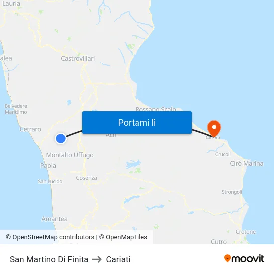 San Martino Di Finita to Cariati map