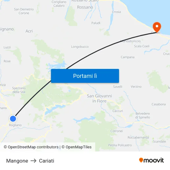 Mangone to Cariati map