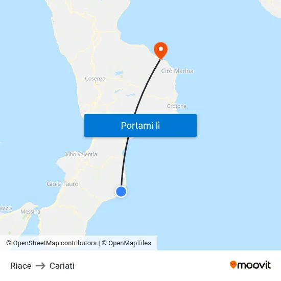 Riace to Cariati map