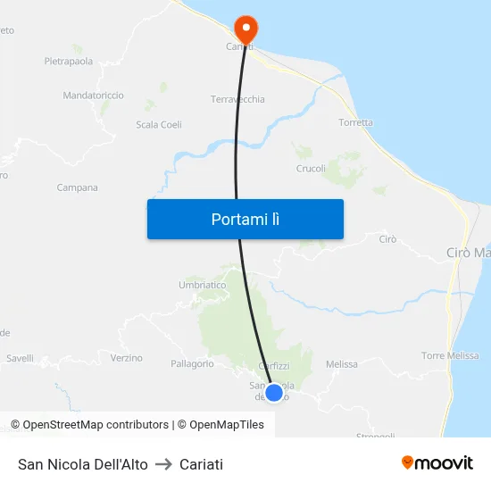 San Nicola Dell'Alto to Cariati map